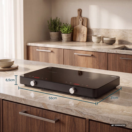 Double Induction Hob 3500W with Touch Control and Timer, Digital Display