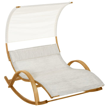 Outdoor rocking sun lounger with larch roof, grey/white
