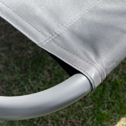 Double sun lounger in gray steel with rollable roof, 200x170x134cm