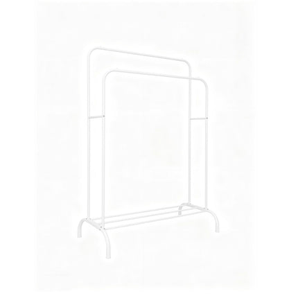 Double Metal Clothes Rack with Shelf and Side Bars
