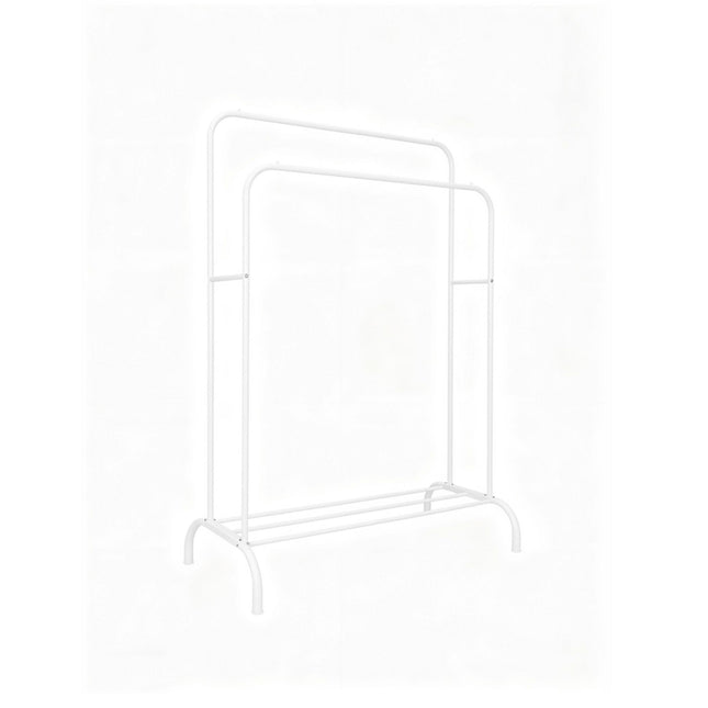 Double Metal Clothes Rack with Shelf and Side Bars