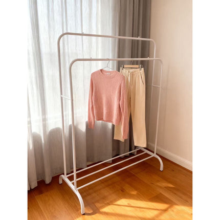 Double Metal Clothes Rack with Shelf and Side Bars