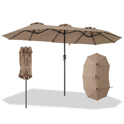 Double Parasol, 400x215 cm, Brown, Water-Repellent