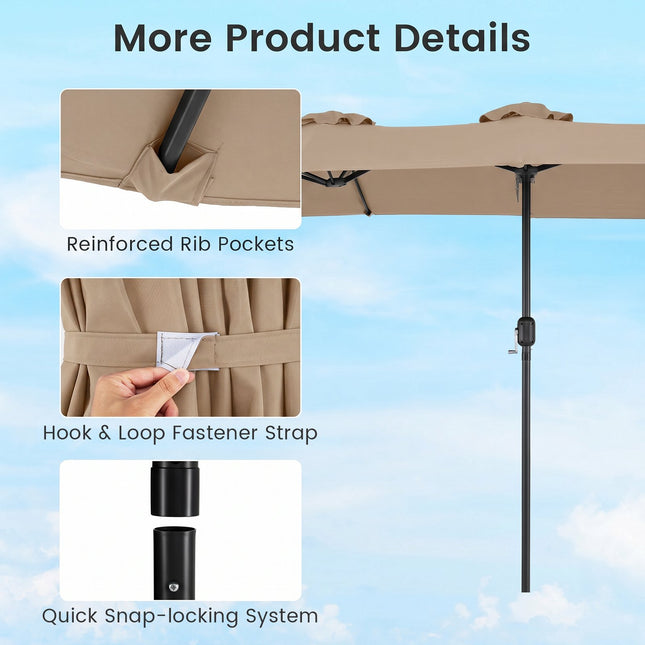 Double Parasol, 400x215 cm, Brown, Water-Repellent