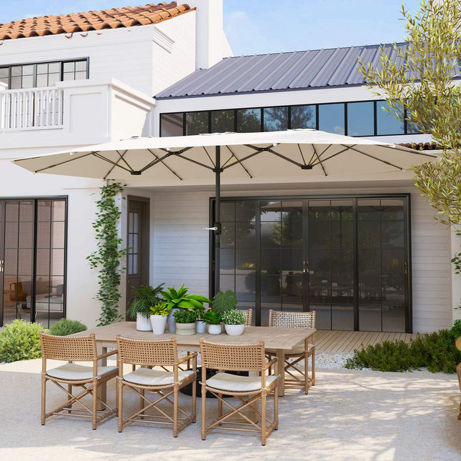 Double Oval Parasol 436x260 cm, UV protection, Beige