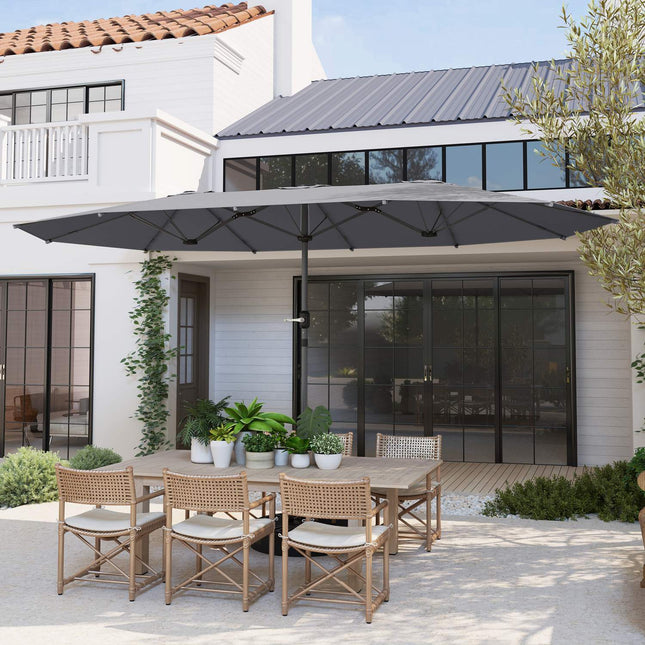 Large UV resistant oval double parasol for garden or beach