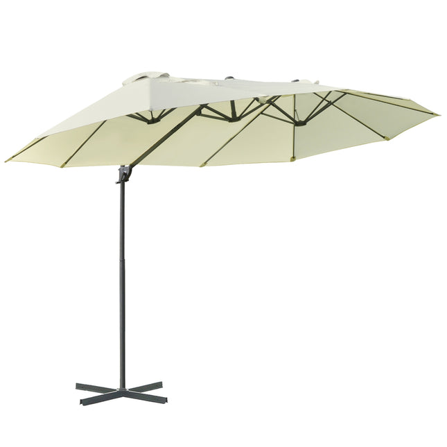 Double cantilever garden umbrella, cream, sun protection