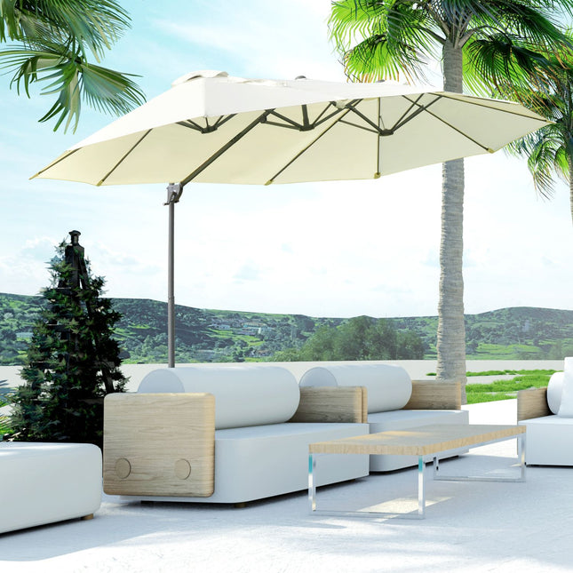Double cantilever garden umbrella, cream, sun protection
