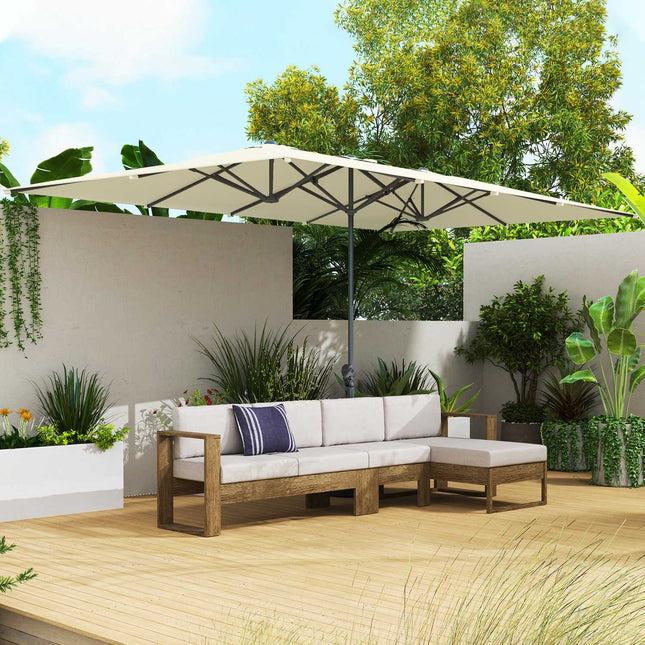 Double parasol, windproof UV50+ 451x264cm, Creamy white