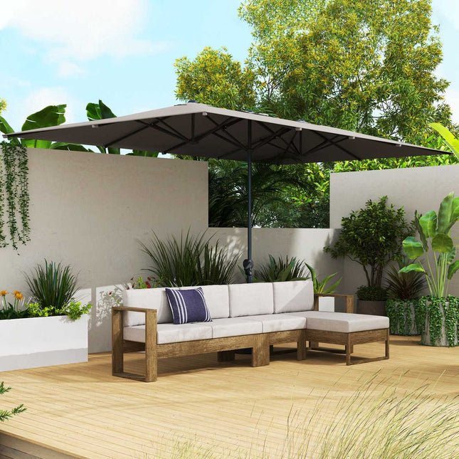Double garden umbrella - 451 x 264 cm, UV 50+, windproof