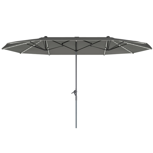 Double parasol with LED, UV50+ protection, dark grey