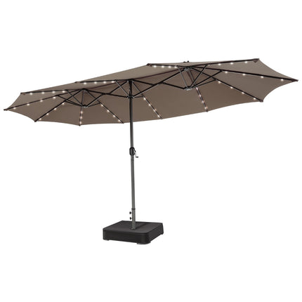 Double Patio Umbrella 470 x 280 cm, Solar LEDs, Base