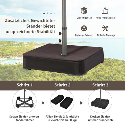 Double Patio Umbrella 470 x 280 cm, Solar LEDs, Base