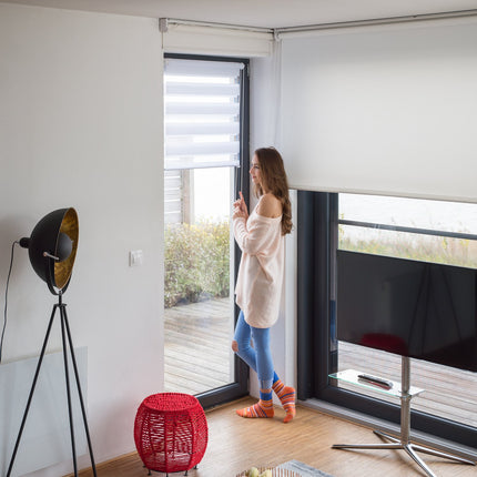 Double Roller Blind, White, No-Drill Clamp Fix