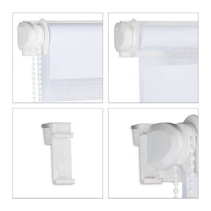 Double Roller Blind, White, No-Drill Clamp Fix