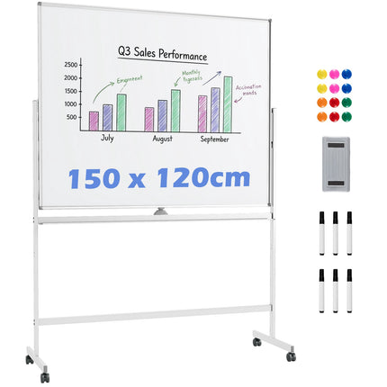 Double-Sided Adjustable Whiteboard with Stand & Wheels