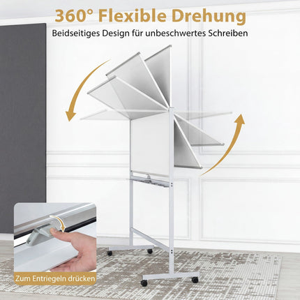 Double-Sided Adjustable Whiteboard with Stand & Wheels