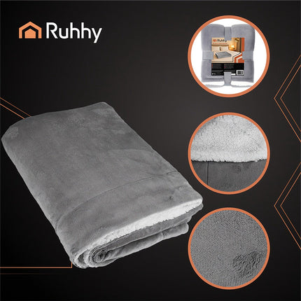 Double-Sided Blanket, Dark Gray, 150x200 cm
