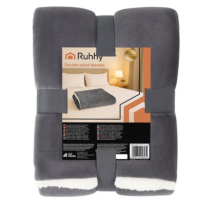 Double-Sided Blanket, Dark Gray, 150x200 cm