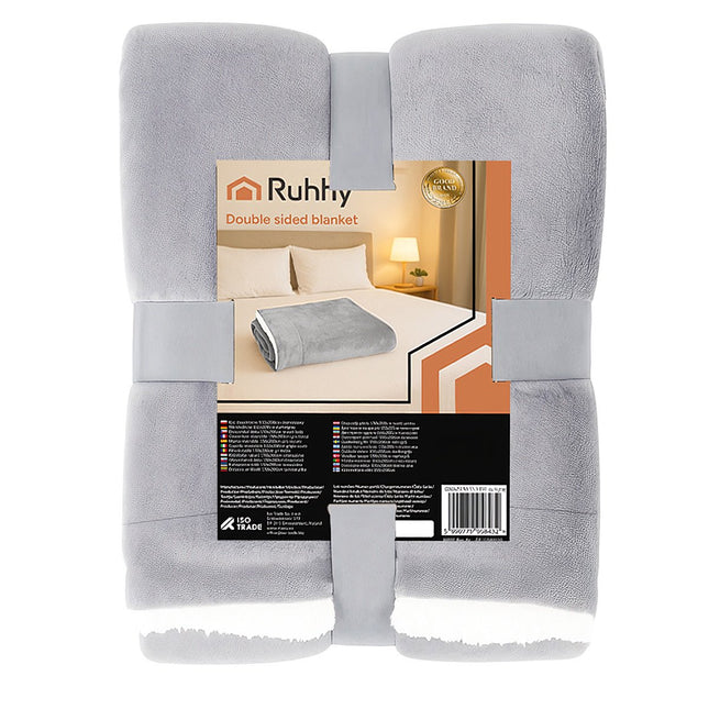 Double-Sided Blanket, Light Gray, 150x200 cm