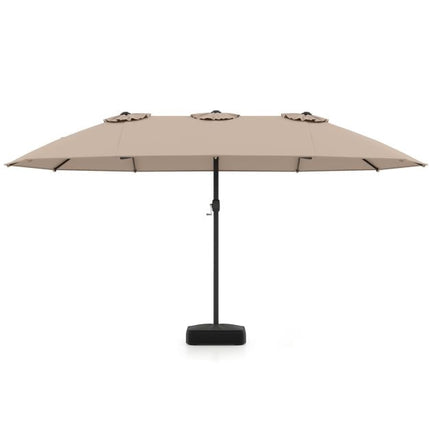 Double-Sided Brown Patio Umbrella with Base, 180g Polyester