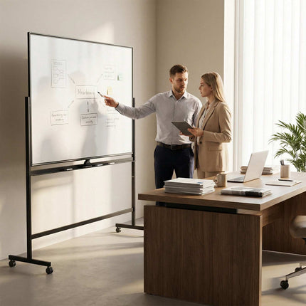 Double-Sided Magnetic Mobile Whiteboard with Adjustable Stand
