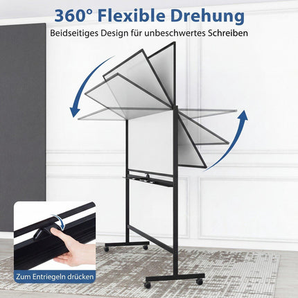 Double-Sided Magnetic Mobile Whiteboard with Adjustable Stand