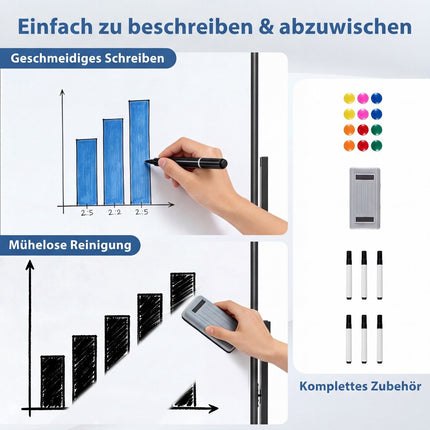 Double-Sided Magnetic Mobile Whiteboard with Adjustable Stand