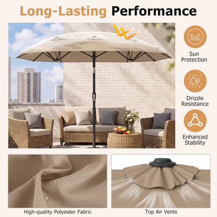 Double-Sided Patio Umbrella 10 x 5.3 ft, Crank Tilt
