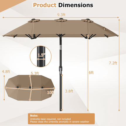 Double-Sided Patio Umbrella 10 x 5.3 ft, Crank Tilt