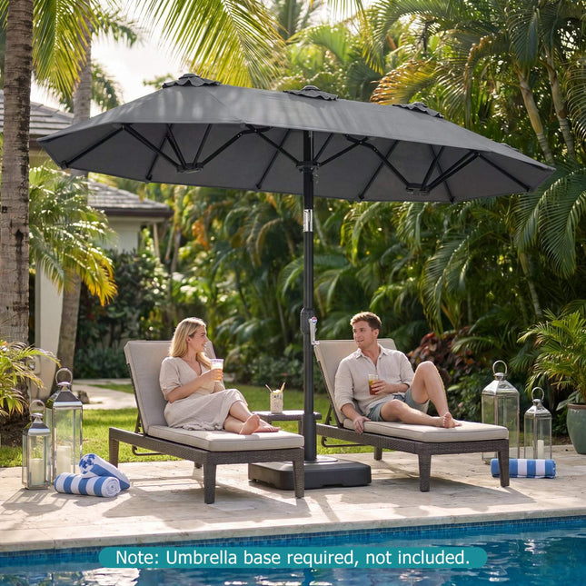 Double-Sided Patio Umbrella 10 x 5.3 ft, Tilt Crank, Gray
