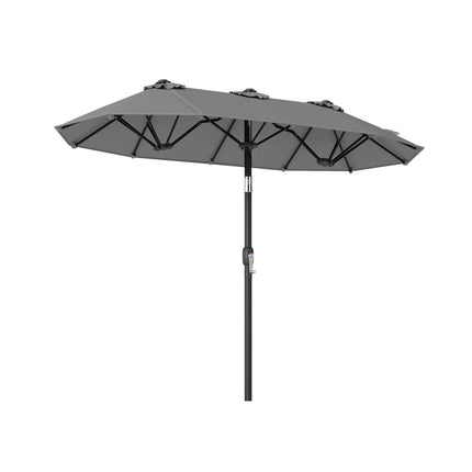 Double-Sided Patio Umbrella 10 x 5.3 ft, Tilt Crank, Gray