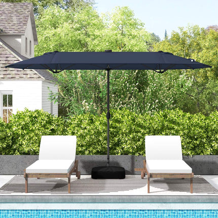 Double-Sided Patio Umbrella 400x200cm, Solar LEDs, Base