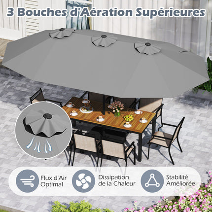 Double-Sided Patio Umbrella 470x285 cm, Stand, UPF 50+