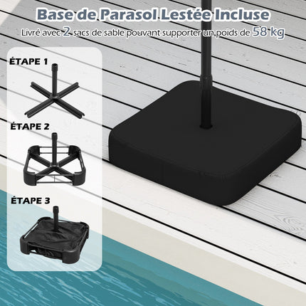 Double-Sided Patio Umbrella 470x285 cm, Stand, UPF 50+