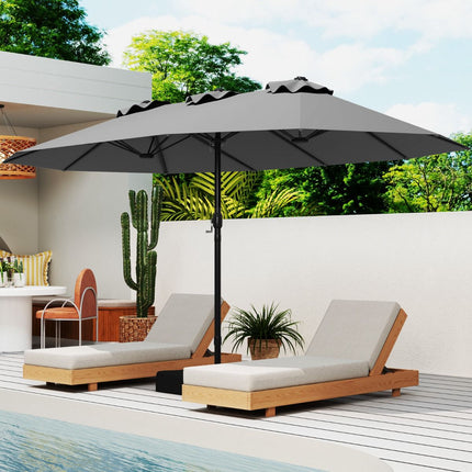 Double-Sided Patio Umbrella 470x285 cm, Stand, UPF 50+