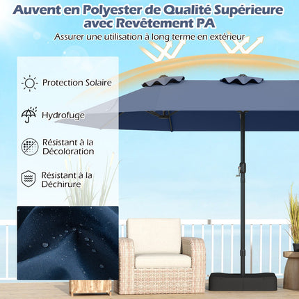 Double-Sided Patio Umbrella 470x285cm, UPF 50+, Crank