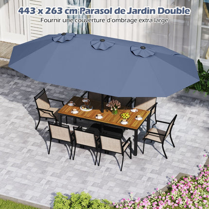 Double-Sided Patio Umbrella 470x285cm, UPF 50+, Crank