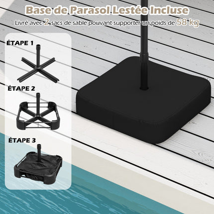 Double-Sided Patio Umbrella 470x285cm, UPF 50+, Stand