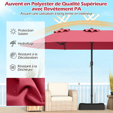Double-Sided Patio Umbrella 470x285cm, UPF 50+, Stand