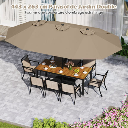 Double-Sided Patio Umbrella 470x285cm, UPF 50+, Stand