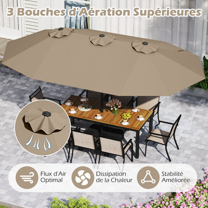 Double-Sided Patio Umbrella 470x285cm, UPF 50+, Stand