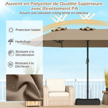 Double-Sided Patio Umbrella 470x285cm, UPF 50+, Stand