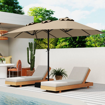 Double-Sided Patio Umbrella 470x285cm, UPF 50+, Stand