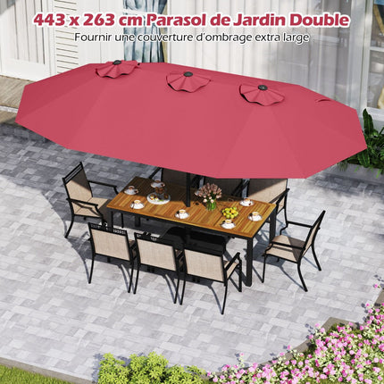 Double-Sided Patio Umbrella 470x285cm, UPF 50+, Stand