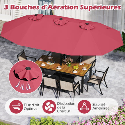 Double-Sided Patio Umbrella 470x285cm, UPF 50+, Stand