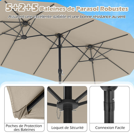 Double-Sided Patio Umbrella With Stand, Crank, 470x285cm