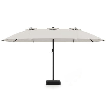 Double-Sided Patio Umbrella with Base, Beige, 464 cm