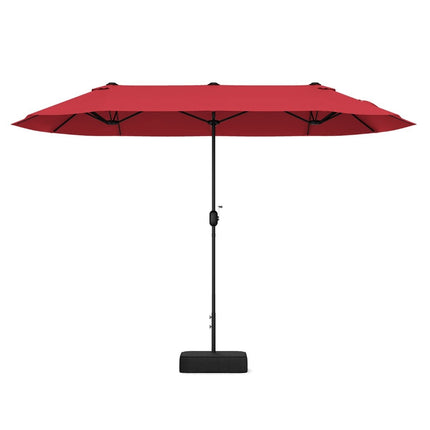 Double-Sided Patio Umbrella with Stand, 400x200 cm, Wine Red