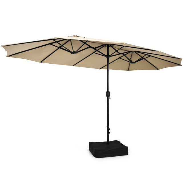 Double-Sided Patio Umbrella with Stand, Crank, UPF 50+